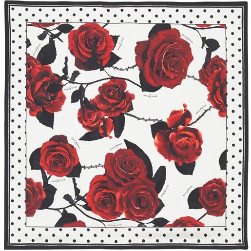 BALMAIN red roses & polka dots scarf 90x90