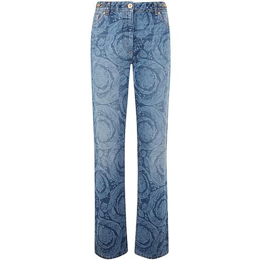 VERSACE pant denim laser stone wash baroque series denim fabric with special treatment