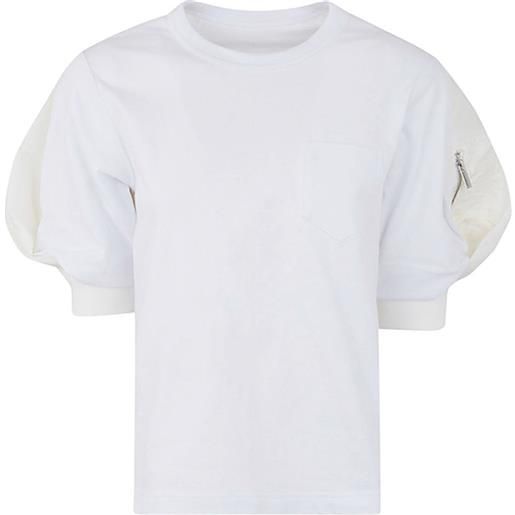 SACAI nylon twill x cotton jersey t-shirt