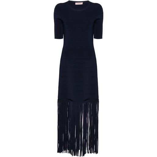 TWINSET short sleeves long dress with fringes