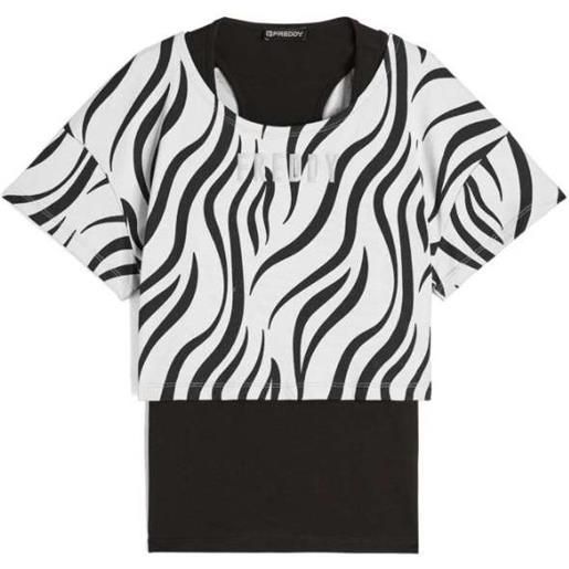 Freddy movement t-shirt m/m + canottiera zebrata bianca/nera donna