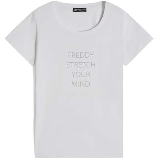 Freddy core woman t-shirt m/m bianca stampa bianca/brillantini donna