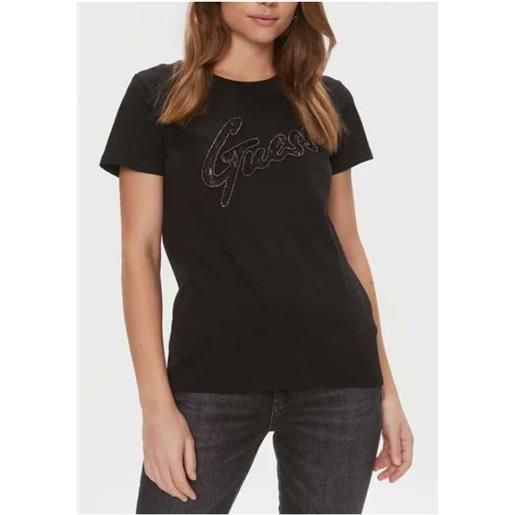 Guess ss Guess lace logo easy t-shirt m/m black scritta pizzo donna