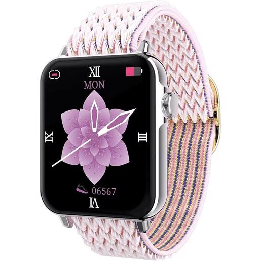 SMARTY sw035e03 - smartwatch display con bluetooth cardiofrequenzimetro e controllo del sonno colore rosa e argento - sw035e03