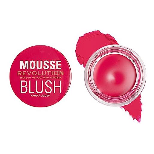 Makeup Revolution - mousse blusher- juicy fuchsia pink | effetto soft-focus | non appiccicoso, finitura da crema a polvere | offre colore costruibile per un colore su misura | tonalità sfumabili e