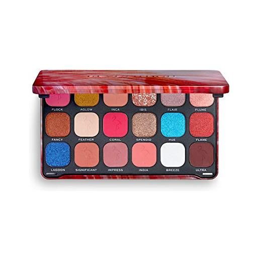 Makeup Revolution, forever flawless, palette di ombretti, flamboyance flamingo, 18 tonalità, 19.8g