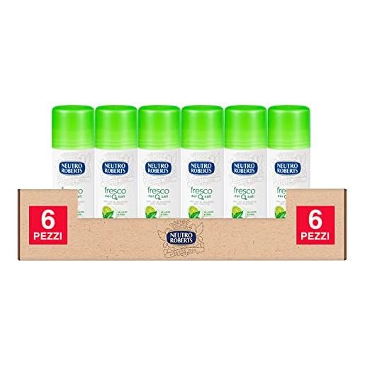NEUTRO ROBERTS 6x neutro roberts deodorante stick fresco zero sali efficace 48h profumo tè verde e lime - 6 flaconi da 40ml ognuno