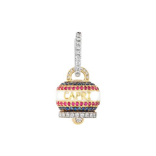 Chantecler Capri mono orecchino medio Chantecler Capriness con campanella in oro, diamanti, rubini e zaffiri