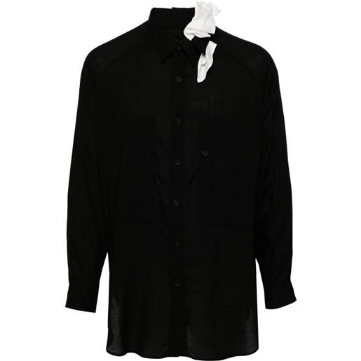 Yohji Yamamoto layered appliqué-detail shirt - nero