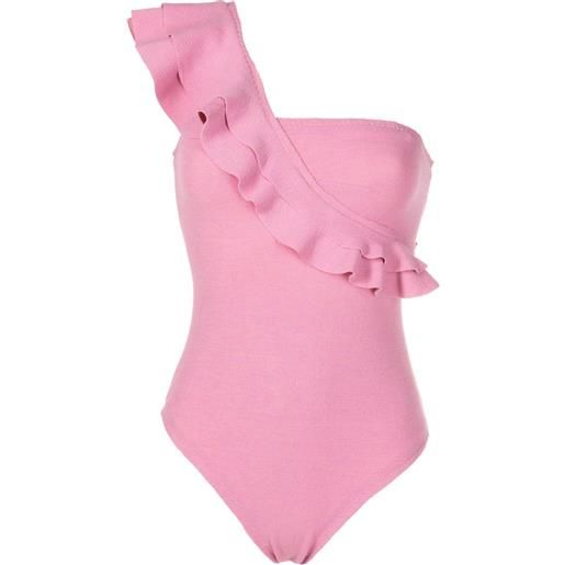 Clube Bossa costume intero siola monospalla con ruches - rosa