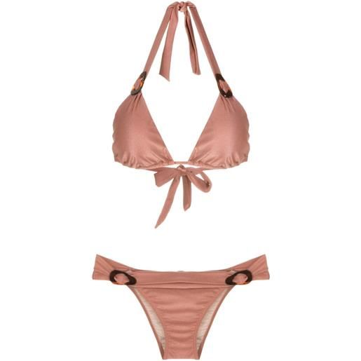 Adriana Degreas set bikini a triangolo con decorazione - rosa