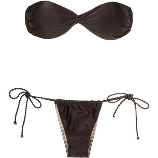 Adriana Degreas set bikini senza spalline - marrone
