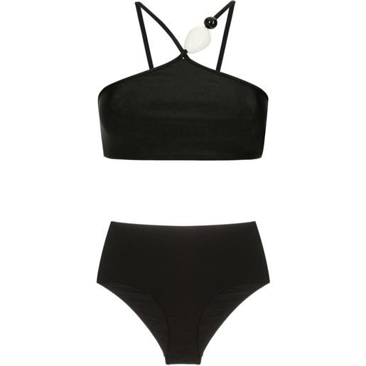 Adriana Degreas set bikini déco con perline - nero