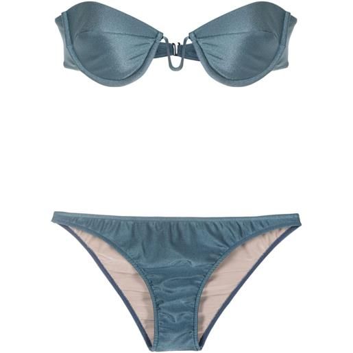 Adriana Degreas set bikini con scollo all'americana - blu