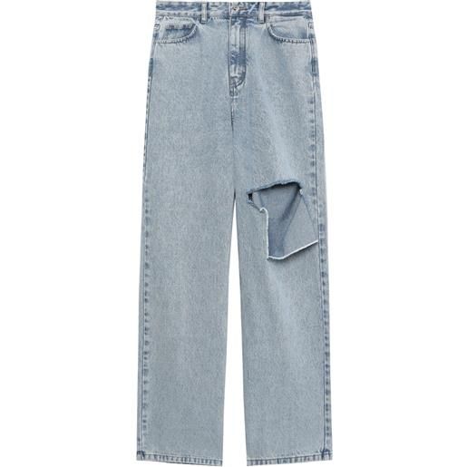 Rokh jeans svasati con effetto vissuto - blu