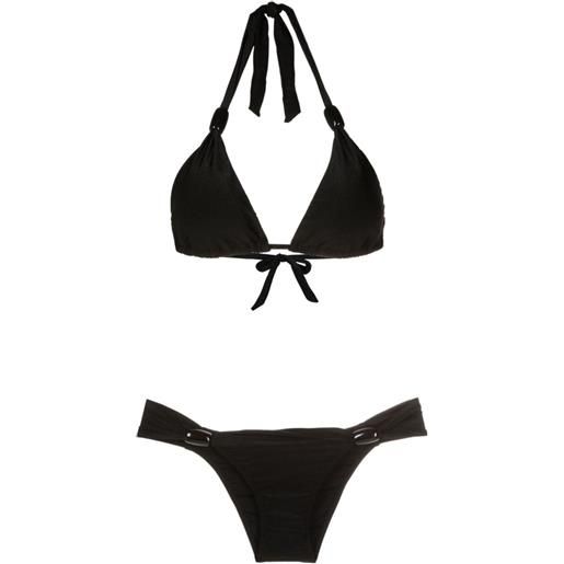 Adriana Degreas set bikini deco con perline - nero