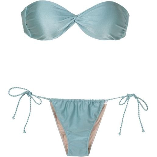 Adriana Degreas set bikini senza spalline - blu