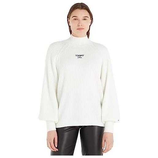 Tommy Hilfiger tommy jeans pullover donna turtleneck pullover in maglia, beige (ancient white), l