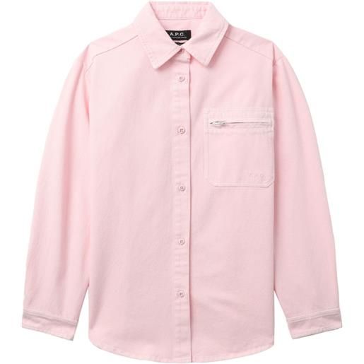 A.P.C. camicia denim tina con ricamo - rosa