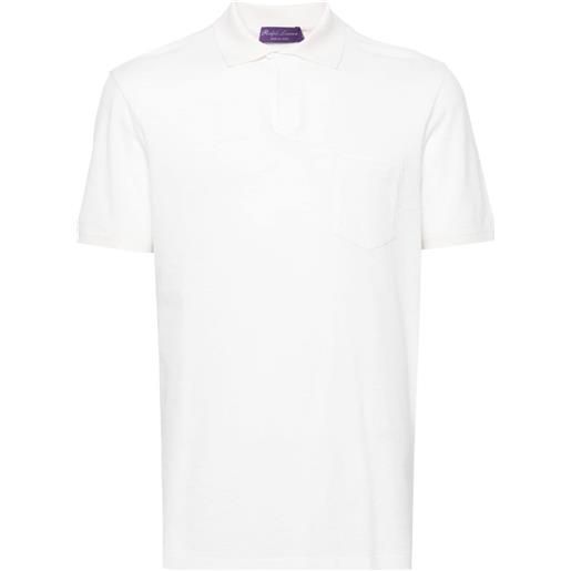 Ralph Lauren Purple Label polo con spacco sul collo - bianco