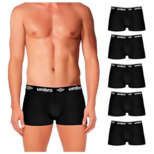 Umbro set de 5 boxers (5negros) -100% algodón-color (x5) boxer, nero (negro), medium (pacco da 5) uomo
