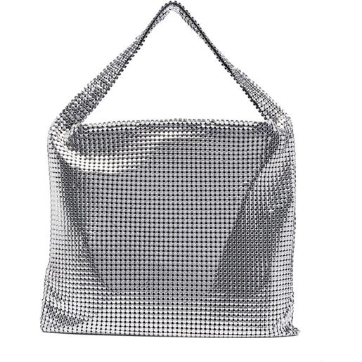 Rabanne borsa tote pixel metallizzata - argento