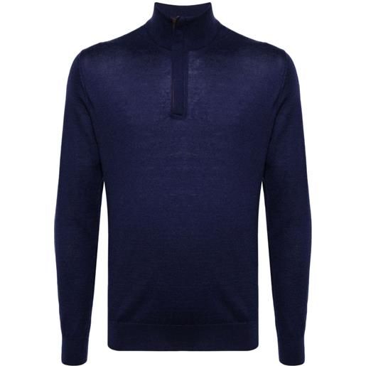 N.Peal maglione regent fg con mezza zip - blu