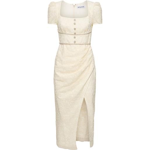 SELF-PORTRAIT buttoned lace short sleeve midi dress