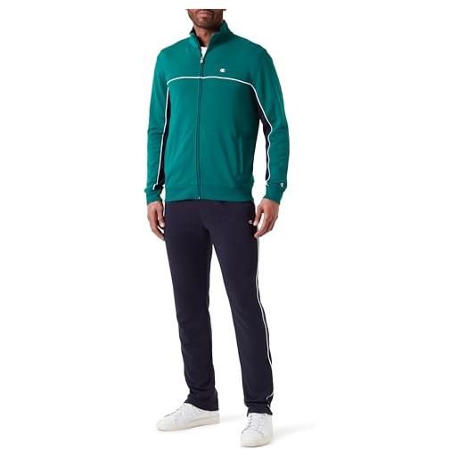 Champion legacy icons sweatsuits-light powerblend terry full-zip tuta sportiva, verde bosco/blu marino, m uomo