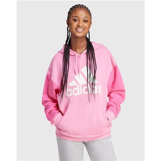 Adidas felpa con cappuccio essentials big logo oversized french terry rosa donna
