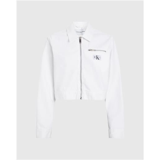 Calvin Klein giacca denim zipped bianco donna