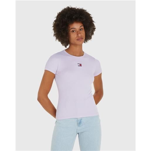 Tommy Hilfiger t-shirt slim con logo viola donna