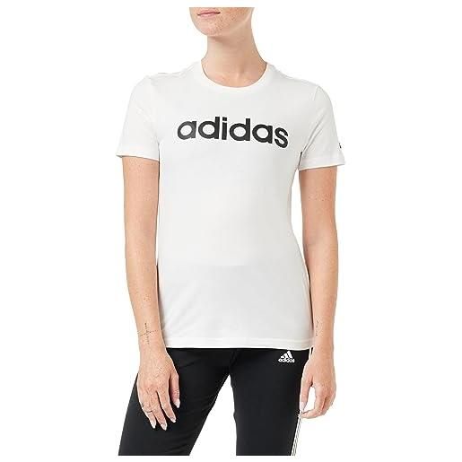 adidas essentials slim logo, t-shirt donna, clear pink/white, xs