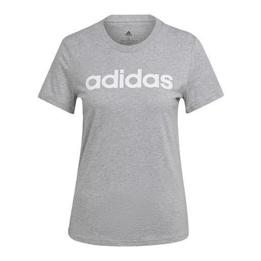 adidas essentials slim logo, t-shirt donna, black/white, xl