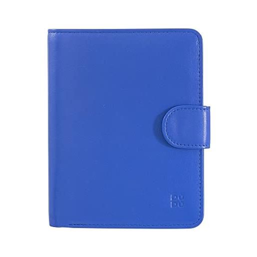 Dudu portafoglio da donna in pelle morbida colorato blocco rfid con portamonete zip e porta carte di credito fiordaliso