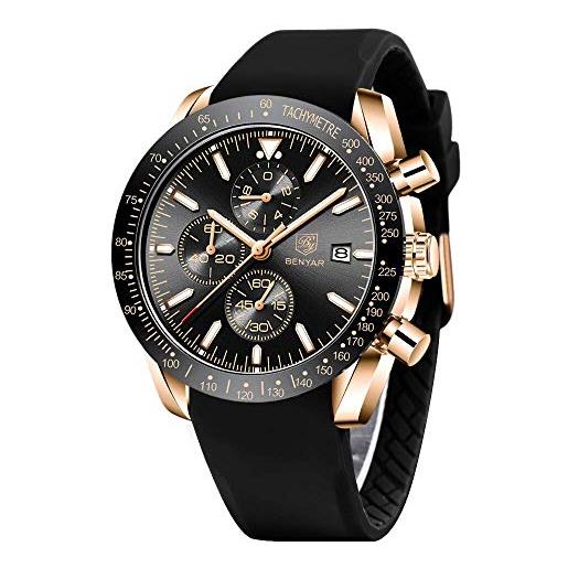 BENYAR orologi al quarzo da uomo di lusso delle migliori marche 30M orologio milare in pelle impermeabile per uomo orologio automatico con data Casual Relojes  1511