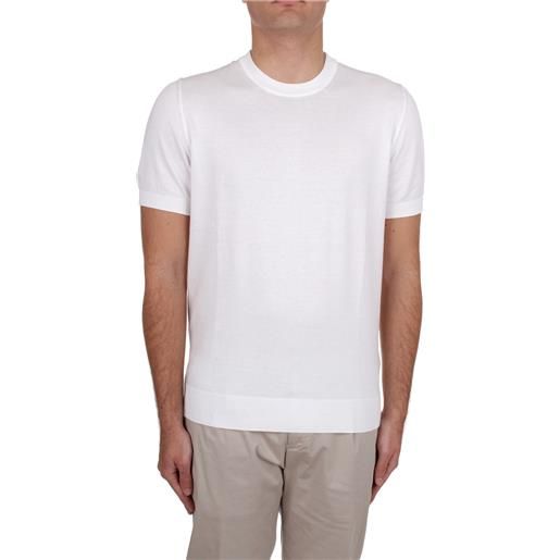 Fedeli Cashmere t-shirt in maglia uomo bianco
