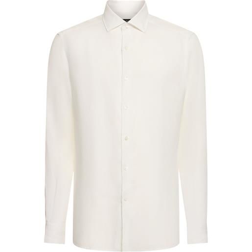 ZEGNA solid pure linen long sleeve shirt