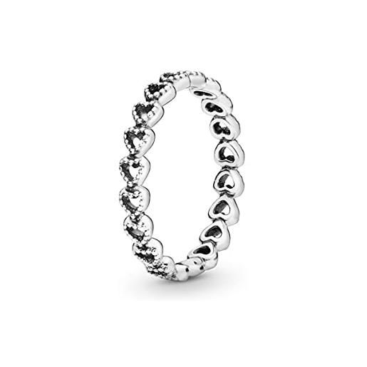Pandora anello con fascia di cuori traforati, 54