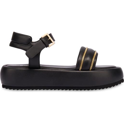 POLLINI sandali flatform in nappa lady tie - nero