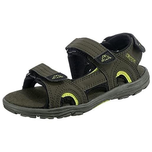 Kappa early ii k sandali con cinturino alla caviglia unisex - bambini e ragazzi, verde (army/lime), 30 eu