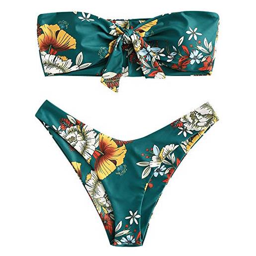 ZAFUL set bikini a fascia imbottito stampa floreale con nodo frontale donna