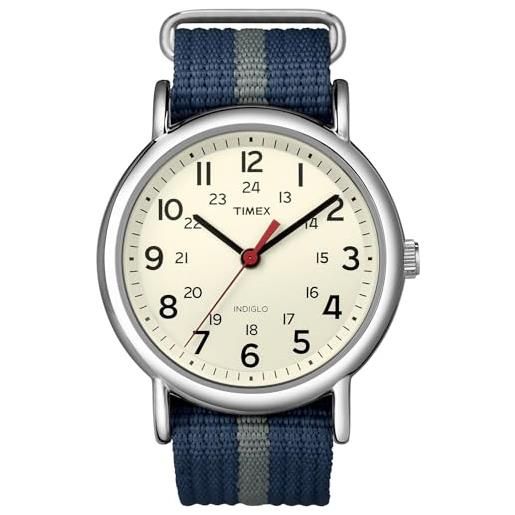 Timex weekender t2n654. , orologio da polso uomo, beige (beige/blu)