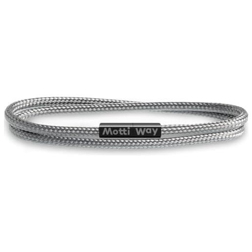 Motti Way braccialetti uomo donne magnetico nautici corda grigio, unisex bracciale impermeabile marinaio, taglia l/xl