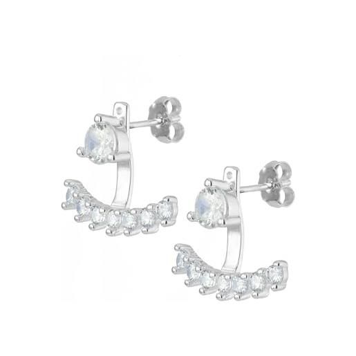 UNIQA JEWELS uniqua jewels orecchini argento 925, orecchini ear jacket, orecchini piccoli donna con pietre zirconia cubica taglio brillante, orecchini anallaergici e senza nichel