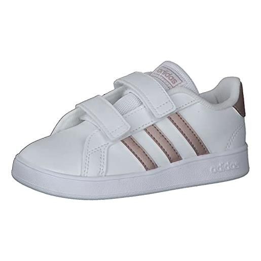 Adidas grand court i, scarpe unisex-bambini, white/coppmt/glopnk, 23 eu