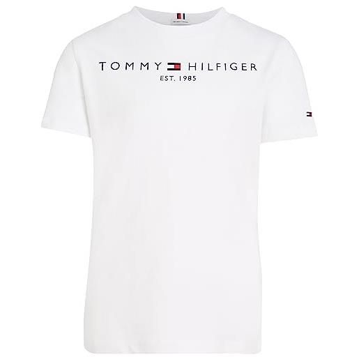 Tommy Hilfiger t-shirt maniche corte bambini unisex essential tee scollo rotondo, bianco (white), 12 anni