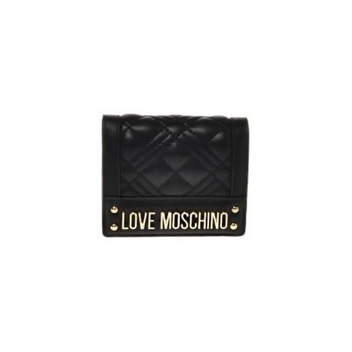Love Moschino portafoglio con zip da donna marchio, modello jc5601pp1hla0, realizzato in pelle sintetica. Nero