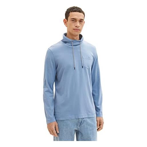 TOM TAILOR maglietta a maniche lunghe, uomo, blu (greyish mid blue 12364), xxl