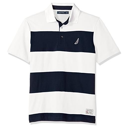 Nautica classic fit jersey di cotone a righe polo - bianco - m